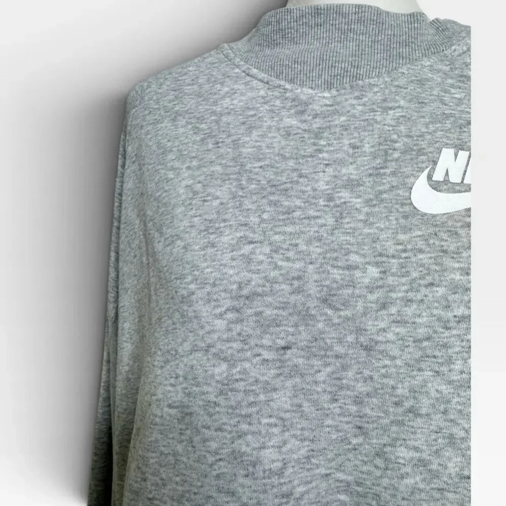 NIKE Women's Pullover Sweatshirt Ribbed Cuff & Neckline Gray Size Medium